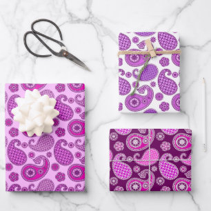 Paisley Pattern, Shades of Orchid en Paars Inpakpapier Vel