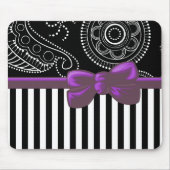 Paisley Pattern, Stripes, Lines, Black and White Muismat (Voorkant)