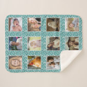 Paisley Pattern Turquoise 12 Custom Photo Collage Sherpa Deken (Voorkant (horizontaal))