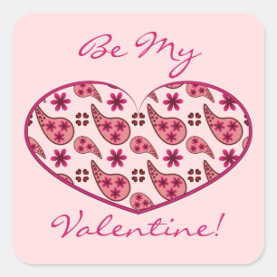 Paisley Pattern Valentijn Heart Vierkante Sticker