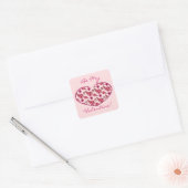 Paisley Pattern Valentijn Heart Vierkante Sticker (Envelop)