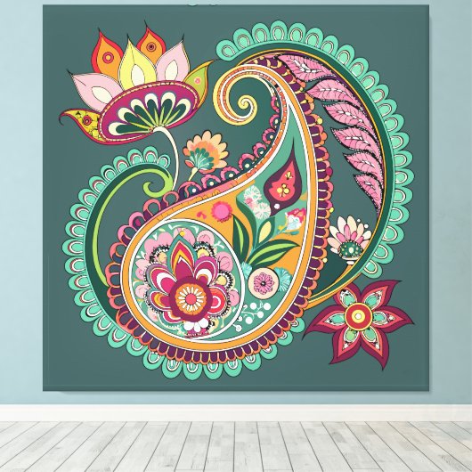 Paisley Patterning Canvas Afdruk (Insitu (Houten vloer))