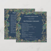 Paisley Pauw Kleuren Huwelijksprogramma Programmakaart (Voorkant / Achterkant)