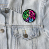 Paisley Peace Black Button (In situ)