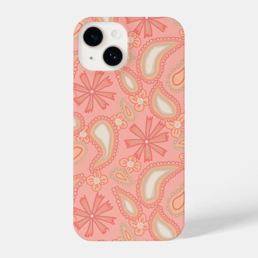Paisley Peach Blooms iPhone Hoesje (Achterkant)
