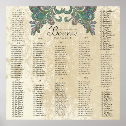 Paisley Peacock - 35 x 35 keer gebruiken (200 gast Poster (Voorkant)