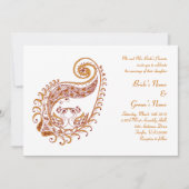 Paisley Peacock-C in Henna Art Invitation Kaart (Voorkant)