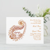 Paisley Peacock-C in Henna Art Invitation Kaart (Staand voorkant)