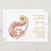 Paisley Peacock-C in Henna Art Invitation Kaart (Voorkant / Achterkant)