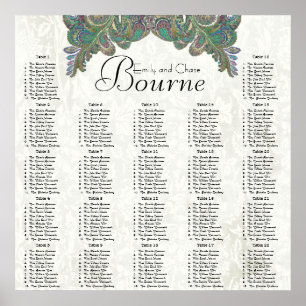Paisley Peacock Colors Reception Seining Chart Poster