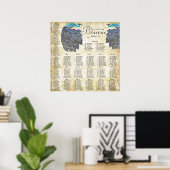 Paisley Peacock Colors Reception Seining Chart Poster (Thuiskantoor)