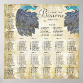 Paisley Peacock Colors Reception Seining Chart Poster (Voorkant)