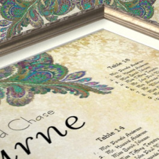 Paisley Peacock Colors Reception Seining Chart Poster