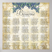 Paisley Peacock Colors Reception Seining Chart Poster (Voorkant)