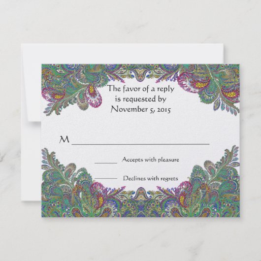 Paisley Peacock Colors RSVP (Voorkant)