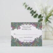 Paisley Peacock Colors RSVP Kaartje (Staand voorkant)