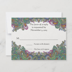 Paisley Peacock Colors RSVP Kaartje