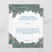 Paisley Peacock Colors Wedding Direction Reception Kaart (Voorkant / Achterkant)