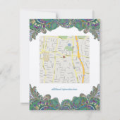 Paisley Peacock Colors Wedding Direction Reception Kaart (Achterkant)