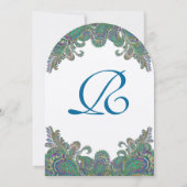 Paisley Peacock Colors Wedding Invitation Kaart (Achterkant)