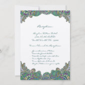 Paisley Peacock Colors Wedding Invitations Kaart (Achterkant)