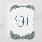 Paisley Peacock Colors Wedding Invitations Kaart (Achterkant)