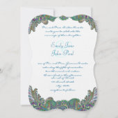 Paisley Peacock Colors Wedding Invitations Kaart (Voorkant)