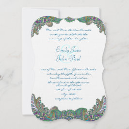 Paisley Peacock Colors Wedding Invitations Kaart