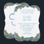 Paisley Peacock Colors Wedding Invitations Kaart<br><div class="desc">Elegant Paisley Peacock kleurt Turkse Zee Blue Copper Gold en Green Wedding Invitations. #GrandMillennial Roaring 20s Grote Gatsby bruiloft Themes of mehndi indiaanse paisley trouwthema's</div>