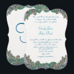 Paisley Peacock Colors Wedding Invitations Kaart<br><div class="desc">Elegant Paisley Peacock kleurt Turkse Zee Blue Copper Gold en Green Wedding Invitations. #GrandMillennial Roaring 20s Grote Gatsby bruiloft Themes of mehndi indiaanse paisley trouwthema's</div>