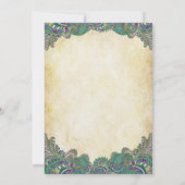 Paisley Peacock Colors Wedding Invitations Kaart (Achterkant)