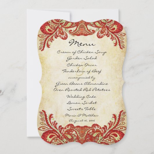 Paisley Peacock Colors Wedding Invitations Kaart (Voorkant)