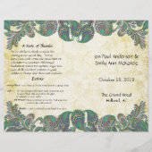  Paisley Peacock Colors Wedding Programme (Voorkant)