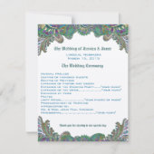 Paisley Peacock Colors Wedding Programme Kaart (Voorkant)