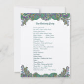 Paisley Peacock Colors Wedding Programme Kaart (Achterkant)