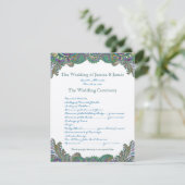 Paisley Peacock Colors Wedding Programme Kaart (Staand voorkant)