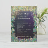 Paisley Peacock Colors Wedding Programme Programmakaart (Staand voorkant)