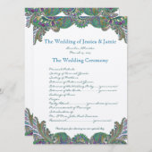 Paisley Peacock Colors Wedding Programme Programmakaart (Voorkant / Achterkant)