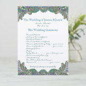 Paisley Peacock Colors Wedding Programme Programmakaart (Staand voorkant)