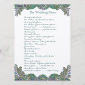 Paisley Peacock Colors Wedding Programme Programmakaart (Achterkant)