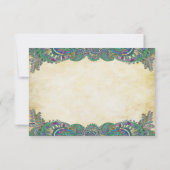 Paisley Peacock Colors Wedding Response Cards RSVP Kaartje (Achterkant)