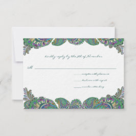 Paisley Peacock Colors Wedding Response Cards RSVP Kaartje