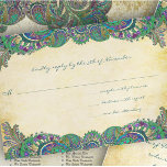 Paisley Peacock Colors Wedding Response Cards RSVP Kaartje<br><div class="desc">Turks Paisley Peacock</div>