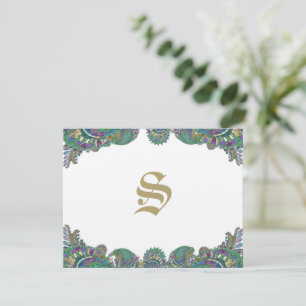 Paisley Peacock Colors Wedding Response Cards RSVP Kaartje