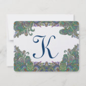 Paisley Peacock Colors Wedding Response Cards RSVP Kaartje (Achterkant)