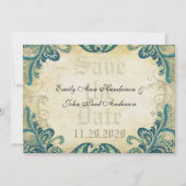Paisley Peacock Colors Wedding Save the Date (Voorkant)