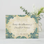 Paisley Peacock Colors Wedding Save the Date (Staand voorkant)