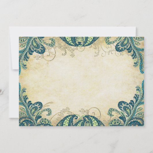 Paisley Peacock Colors Wedding Save the Date (Achterkant)