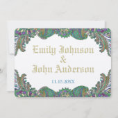 Paisley Peacock Colors Wedding Save the Date (Achterkant)