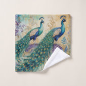 Paisley Peacock Floral Waterverf Bad Handdoek (Wasdoekje)